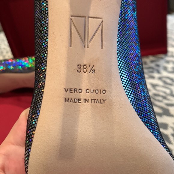 TAMARA MELLON LIMELIGHT DISCO BALL LEATHER PUMPS W/ CONTRASTING BLACK HEEL 8.5 - Picture 15 of 16